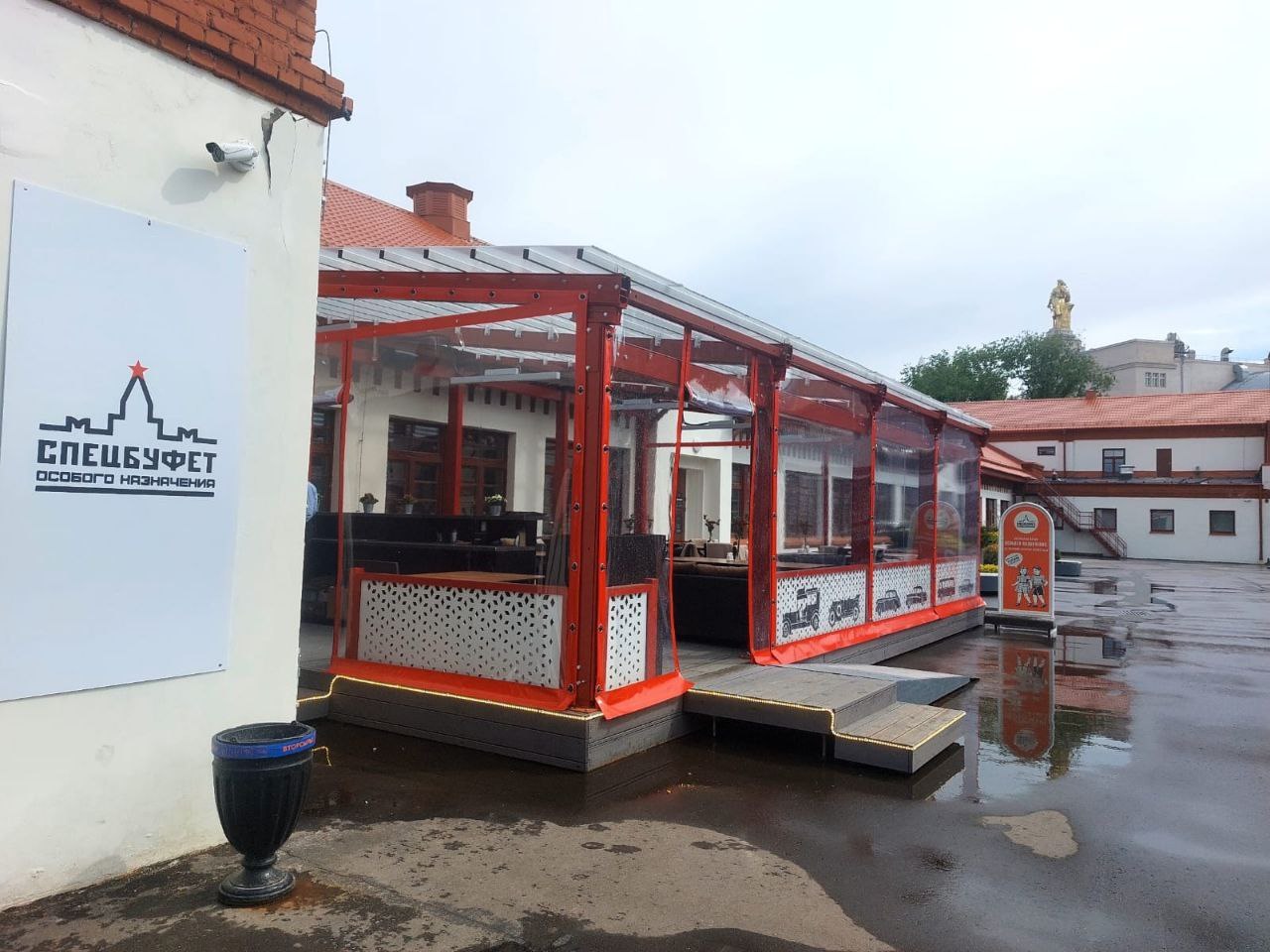 ПВХ шторы для летней террасы кафе в Пречистом